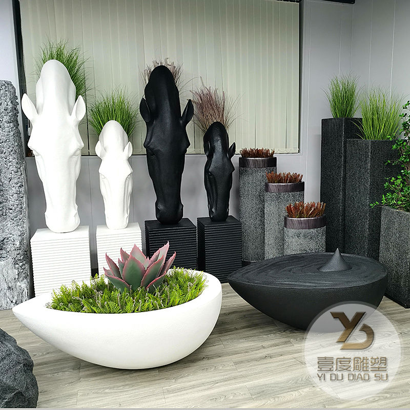 玻璃钢创意组合花盆装饰深圳凤凰商场环境